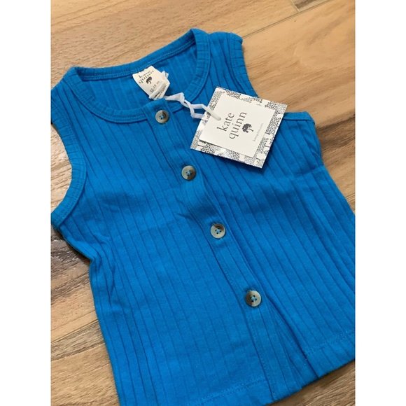NWT 12-18 Blue Azure Cotton Button Down Tank, Kate Quinn - Picture 3 of 4